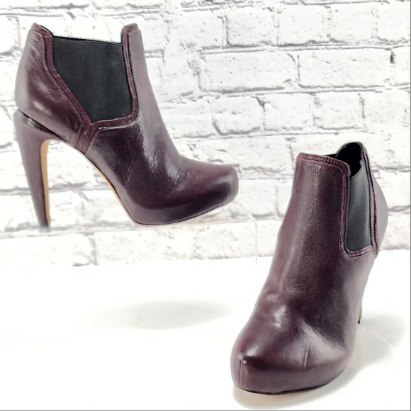 SAM EDELMAN - Heel ankle boots, approx. 4.75", burgundy, leather, size 8.5 - Picture 1 of 13